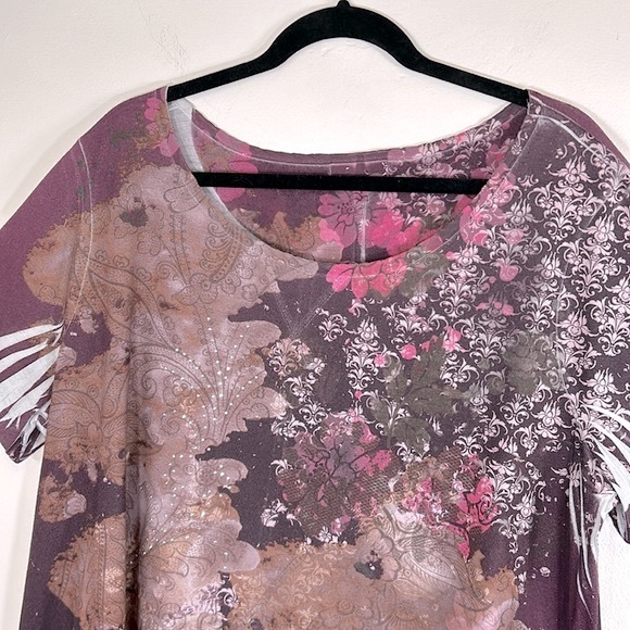 Fashion Bug Vintage Y2K Embellished Flowy Handkerchief Hem Women’s Size 2X Top - Picture 2 of 14